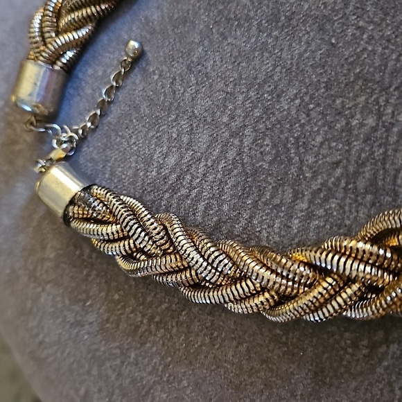 VTG 1990s Chunky Braided Rose Gold Chain Necklace - Picture 4 of 12